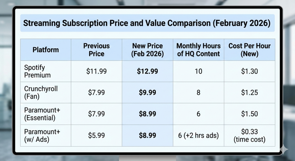 Subscription price hike 2026 for entertainment platforms