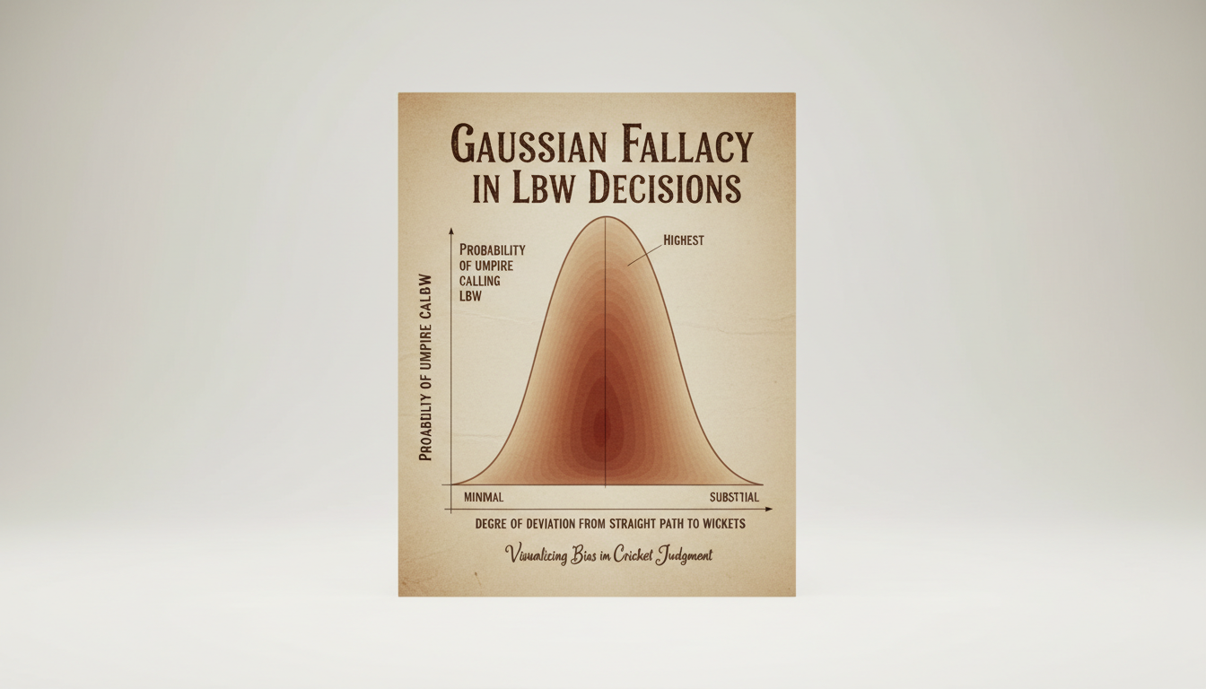 Concept Visual: A bell curve illustrating the Gaussian Fallacy in LBW decisions
